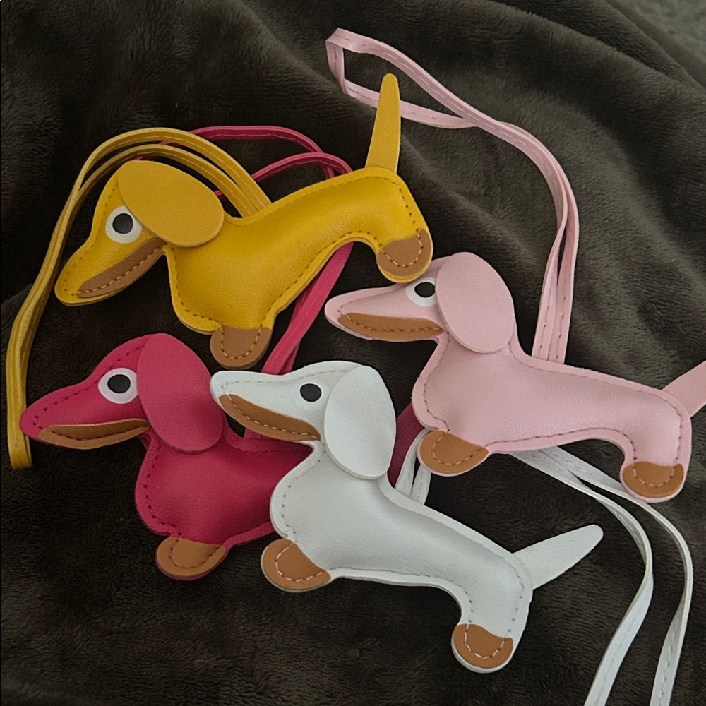 Colorful Dachshund Faux Leather Dog-Shaped Bag Charm - Picture 1 of 8